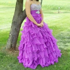 Mac Duggal Purple Ruffled Kids Dress